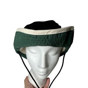 Shade Shack Just Hook Em Boonie Fishing Hat Green Tan Mesh Wide Brim One Size